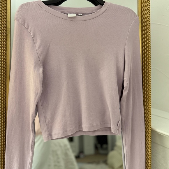 TNA Tops - TNA Lavender Cropped Long-Sleeve Crewneck Top